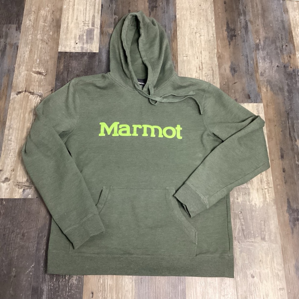 Marmot Men's Hoodie Pullover Sweatshirt Green L/G Large Long Sleeve Hoodie